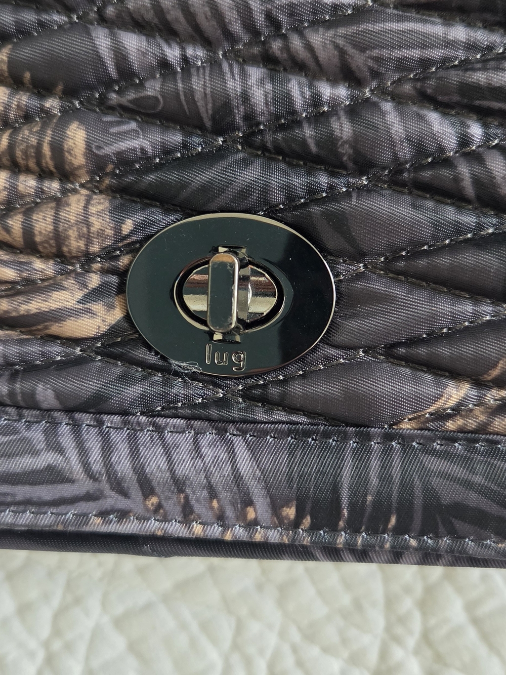 lug Quilted Black Crossbody with Palm-Print Accent - Picture 7 of 12